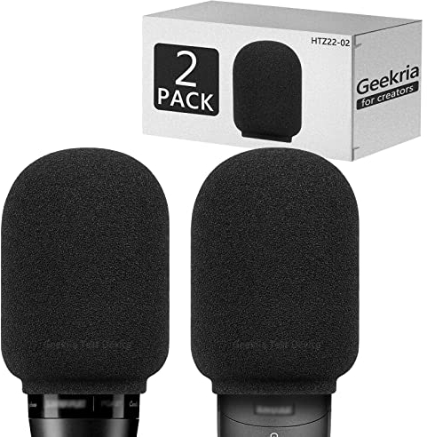 Geekria for Creators Foam Windscreen Compatible with Shure SM7B, PGA27, SM27 Microphone Antipop Foam Cover, Mic Wind Cover, Sponge Foam Filter (Black / 2 Pack)