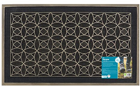 JVL Havana Rubber Pin Doormat, 45x75cm, Circles