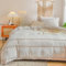 Freyamy Böhmen Bettwäsche 135x200cm 4teilig Beige Pom Pom Boho Chic Wendebettwäsche Gewaschene Microfaser Weiche Bettbezug 2 Bettdeckenbezüge mit Reißverschluss und 2 Kissenbezug 80x80cm