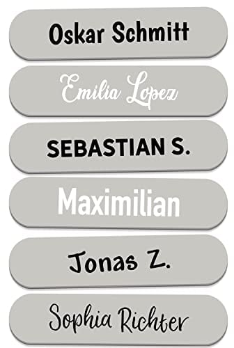 Sunnywall® 55-1920 Stück Namensaufkleber selbstklebend 36x7,7 mm für Büro, Verein, Schule, Kindergarten Organisation Beschriftung Aufkleber Etikette (Grau)