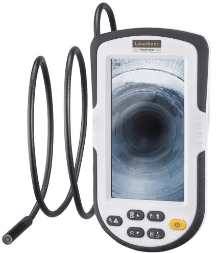 Laserliner VideoPocket, Endoskopkamera mit Licht, Sonde 1 m / Ø 5 mm | Inspektionskamera für Rohre, Hohlräume und KFZ, Wasserdichte Rohrkamera, Videoinspektionssystem, Großes Display