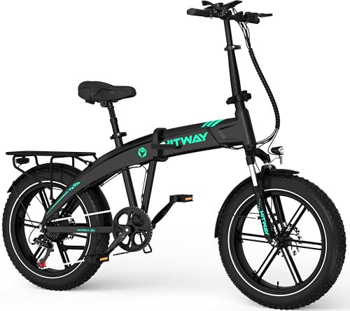 HITWAY 20 * 4.0” Electric Bike, 48V 10.4Ah Battery up to 50-100KM, 250W Motor Fat Tire E Bike, Foldable Electric Bicycles with 7-Speeds for Adult Commuters