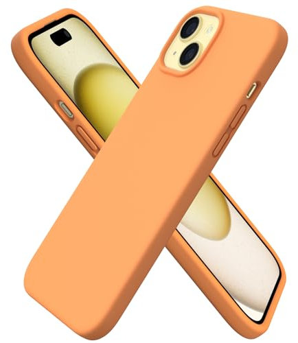 ORNARTO Compatible with iPhone 15 Plus Case 6.7, Slim Liquid Silicone 3 Layers Full Covered Soft Gel Rubber 15 Plus iPhone Case Cover 6.7 inch-Orange
