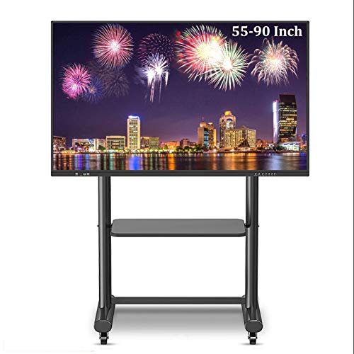GGZONE Carrello TV Mobile/Rotolante da 55-90 Pollici, Base TV per Impieghi Gravosi con Ripiano per Laptop E Fotocamera, Max Vesa 800×600Mm (Carico 130Kg) Beautiful Scenery