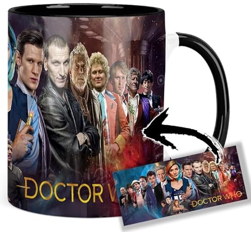 All Doctor Who Jodie Whittaker David Tennant Matt Smith Peter Capaldi Tasse Innen & Henkel Schwarz Keramikbecher Mug