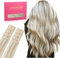 WENNALIFE Tape Extensions Echthaar, 45cm 25g 10 Stück Invisible Tape in Extensions Echthaar, Echthaar Extensions Tape, Remy Gerade Haarverlängerung Echthaar #17A/60A Aschblond Highlights Platinblond