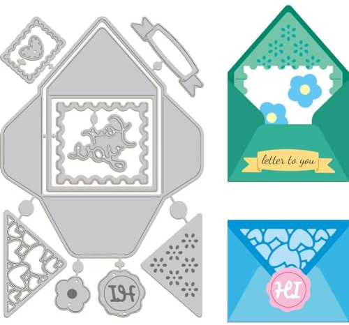 GLOBLELAND Umschlag Stanzformen Metall Umschlag Stanzformen Rechteckiger Rahmen Umschläge Stanzschablone Für DIY Scrapbooking Fotoalbum Dekorative Prägung Papierkarte 6.3x4.3 (5) cm