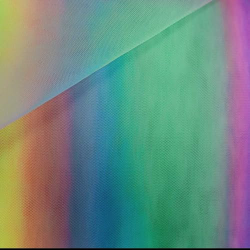 Soft-Tüll Regenbogen Kostümstoff Feintüll ab 1x1,5 m Meterware, Motiv:Regenbogen ohne Glitzer