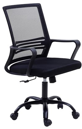 IlGruppone Passione Casa Sedia Da Ufficio In Rete,Supporto Lombare Regolabile In Altezza,Girevole,Poltrona Da Scrivania Con Seduta Traspirante Inclinazione Ad Ondeggiamento Pistone Gas - Nero