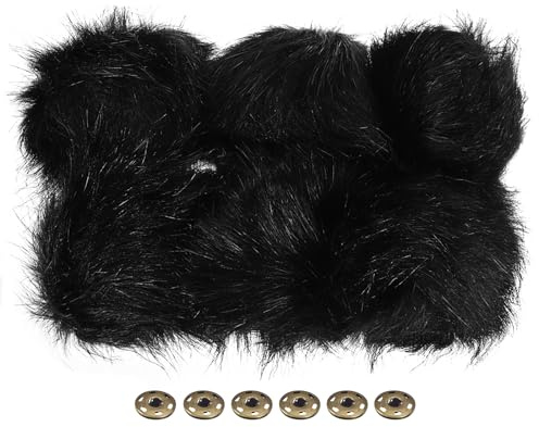 PATIKIL 6 Stück Kunstpelz-Bommel flauschige weiche Pelzbommel Schwarz