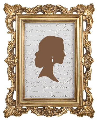 Zingtto Vintage-Bilderrahmen, 10,2 x 15,2 cm, Antik-Bilderrahmen mit Glasfront, Foto-Display, Tisch-Wandbehang, Gold