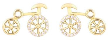 Epinki 9 Karat 375 Gold Ohrstecker Echtschmuck, Fahrrad Ohrstecker Damen mit Moissanit, 18K Gold Ohrstecker Jungs
