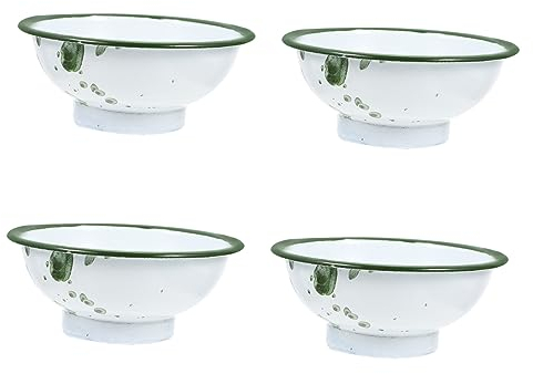 Ciieeo 4 Pièces bol en émail vintage dessert grands bols de nouilles soupière assiette creuse vasque vintage bassin en émail ancien Métal boîte à déjeuner bol à mélanger bol de nourriture