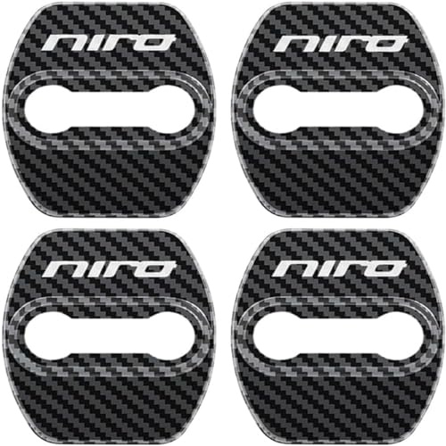 4pcs Car Styling Door Lock Cover for KIA NIRO,Stainless Steel Car Door Lock Cover Protection Guard Auto Accessories,C/Black1