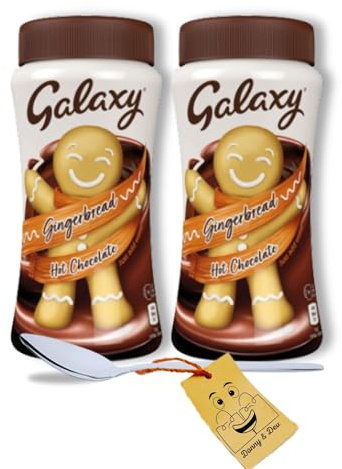 Hot Chocolate Kit Gift Set Bundle: 2x275g Galaxy Gingerbread Hot Chocolate