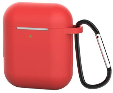 Earphone Case Cover for Apple Airpods 1st Gen/2nd Gen, Soft Silicone Protector with Keychain Designed for Airpods 2/1 Charging Case (Red)