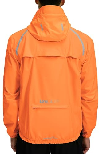 WILLIT Veste de cyclisme pour homme - Imperméable - Avec capuche - Légère - Coupe-vent - Respirante - Pliable - Pour le golf, le cyclisme, la randonnée, la course, l'extérieur, Orange, XL
