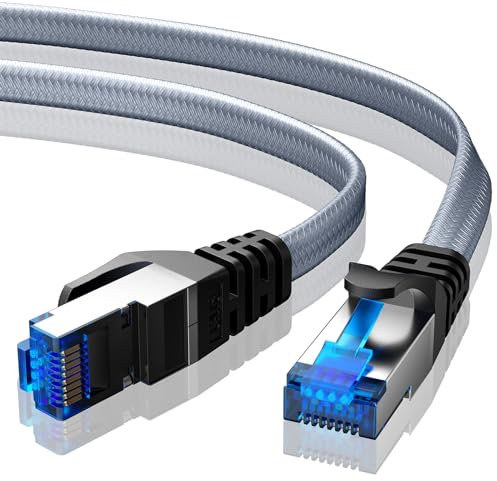BUSOHE Cat 8 Cable Ethernet de 4m, Trenzado Cable de Red LAN Gigabit Plano de Alta Velocidad RJ45, Cable de Conexión de Internet 40Gbps 2000Mhz Compatible con PC, Portátil, Routers, Módem