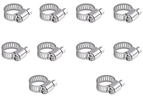 RSYHVG 10Pcs Stainless Steel Hose Clips 6-12mm Adjustable Jubilee Clips