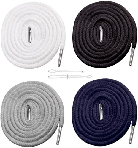Lot de 4 cordons de serrage ronds en coton pour pantalons, sweats à capuche, pantalons de survêtement, pulls
