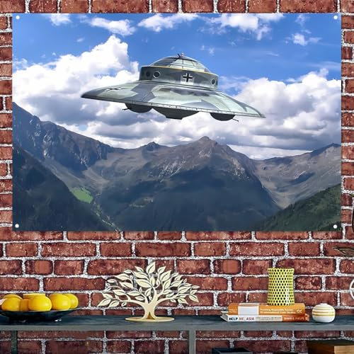 Deutsches Haunebu 2 UFO-Wandkunstposter, Wandtafel, personalisierbar, Kunstflagge, Luftwaffe, Militärkunst-Banner, Leinwand, Gemälde, Zimmer, Schlafsaal, Heimdekoration