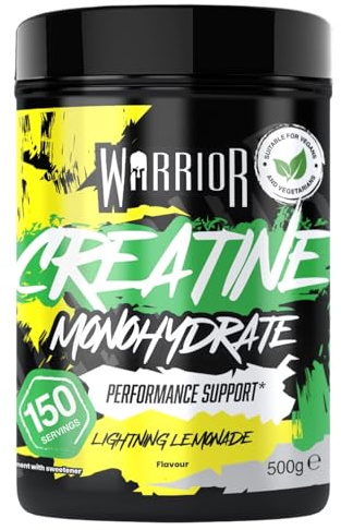 Warrior Creatine Monohydrate Powder 500g Pure Micronised (150 Servings) | 3g Creatine Per Serving, Flavoured Creatine Drink Mix, Vegan, Easy Dissolve, Strength & Recovery (Lightning Lemonade)
