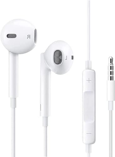 Auriculares In Ear con Cable y Microfono, Auricular con 3.5MM Jack, Cascos Musica con Graves Potentes, Compatible con iPhone,iPad,Samsung,Huawei Android y Todos los Deportivos de Auriculares de 3,5 mm