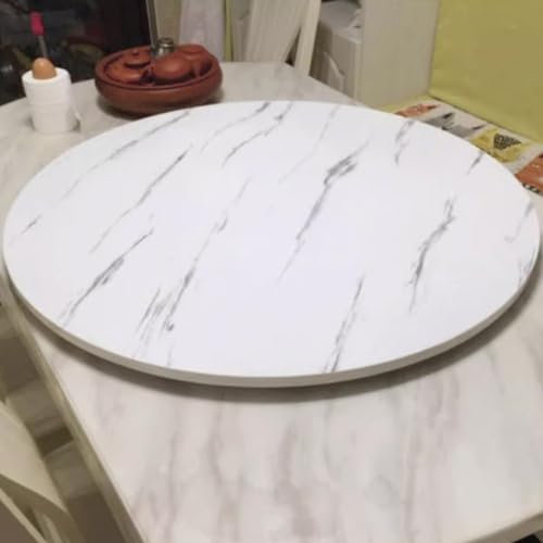 ZGFOZJGC Plato Giratorio de Madera de 24, 28, 30 y 36 Pulgadas con Textura de mármol, Plato Giratorio para Servir en la Mesa del Comedor de la Cocina, encimera Protectora, rústico (Color: Blanco márm