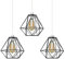 LEDSONE 3-Pack Modern Geometric Diamond Pendant Lampshades - Metal Wire Cage, Black, 14.5x20cm, Ideal for Living Room, Kitchen, Restaurant, Office