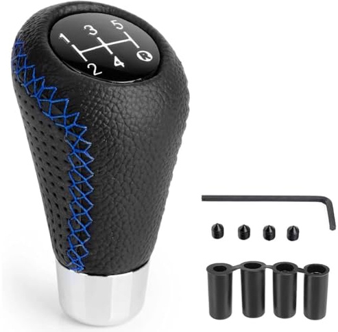 HBDTNTKF Auto Schaltknauf 5 Gang Für Nissan Micra K14 K13 C 2015-2022, Manueller Schaltknauf Leder Schaltknöpfe Manuelles Schaltgetriebe Mit 4 Adaptern 8/10/11/12mm,B