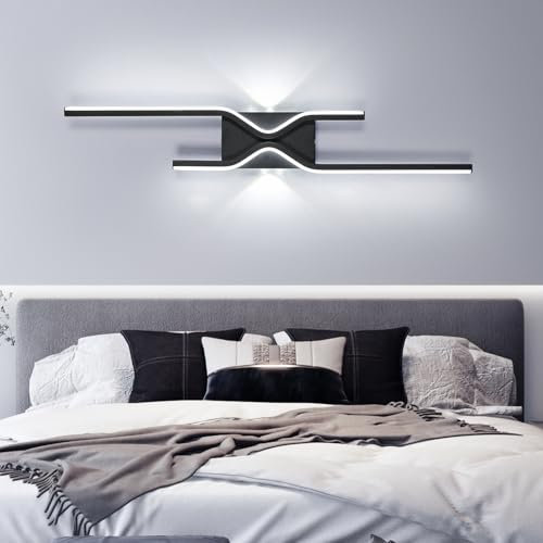 Riserva Applique da Parete Interno, 25W Lampada da Parete LED Nero, Lampada da Muro Moderna in Acrilico per Corridoio, Scala, Sala da Pranzo, Camera da Letto, Soggiorno, 6500K Bianco Freddo