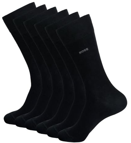 BOSS Herren Business Socken Strümpfe RS Uni Colors CC 3 Paar, Farbe:Schwarz, Größe:43-46, Artikel:-001 black