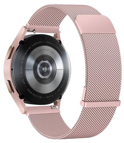 Amzpas Cinturino per Samsung Galaxy Watch 4/5/6/7 40mm 44mm, Cinturino in Acciaio,Metallo Magnete per Samsung Galaxy Watch 5 pro 45mm/ Watch 4/6 Classic 46mm 42mm (Rosa)