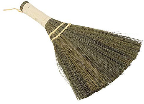 Uadme Piccola scopa per uso a lungo termine, forte praticità, manuale per la casa in paglia intrecciata, realizzata a mano, per la pulizia del pavimento