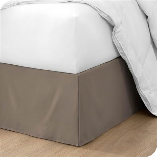 Brown Cache Sommier Jupe de Lit 120/140/180 cm – 35 cm Cache-sommier en coton, design plissé, décore et protège sommier tapissier, convient pour 90 x 190 + 35 cm
