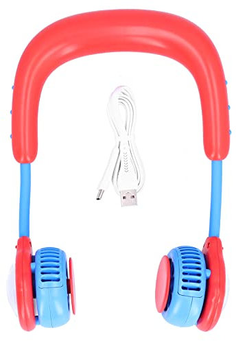 YUEYASHUX Niños colgantes Ventilador de cuello mini ventilador eléctrico portátil USB Carga en casa al aire libre deportes (Rojo)