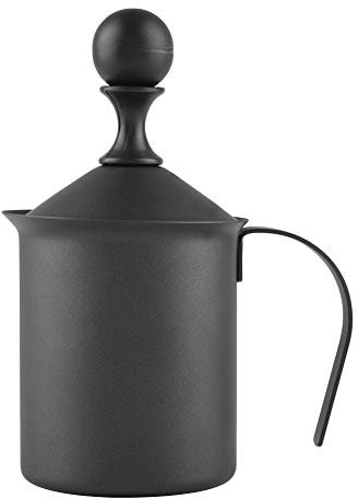 Stainless Steel Manual Double Mesh Milk Frother Foam Maker Coffee Cappuccino Decoration Tool Resistant Unbreakable Durable for Cafe Restaurant Milk Tea Store Black 400ml 800ml (400ml)