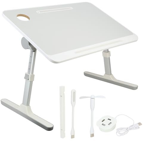 yulewiix Bureau Portable avec des Jambes Pliables , Tableau de Plateau de lit d'ordinateur Portable, Support de lit d'ordinateur Portable réglable à Angle de Hauteur, Table de Tablette à Relief
