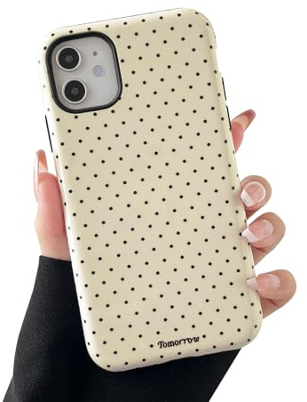 branple Compatible with iPhone 11 Case, Simple Cute Aesthetic Polka Dot Pattern with Shockproof Soft TPU and Hard PC Protective Phone Case for Women Designed for iPhone 11 6.1-Yellow