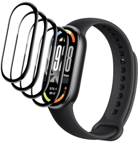 DXULWLM 4 Piezas Protector de pantalla compatible con Xiaomi Mi Band 10,HD transparente,3D Cobertura Completa,Sin Burbujas,Anti-Arañazo Protector de Pantalla