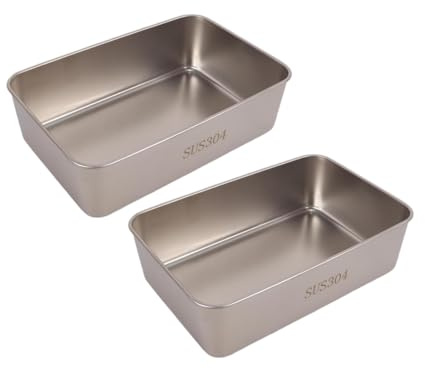 Gutol Teglia da forno da 2 pezzi, tortiera rettangolare da 22 x 15 x 6,5 cm, teglie da forno profonde in acciaio inox per torte, brownie, lasagne, lavabili in lavastoviglie