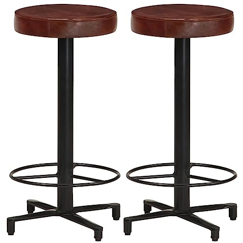 Yunovire Barhocker 2 STK. 66 cm Echtleder, Modernes Design, Robuste Eisenrahmen, Bequeme Küchenstühle, Ideal für Küchentheken und Essbereiche, Schwarz