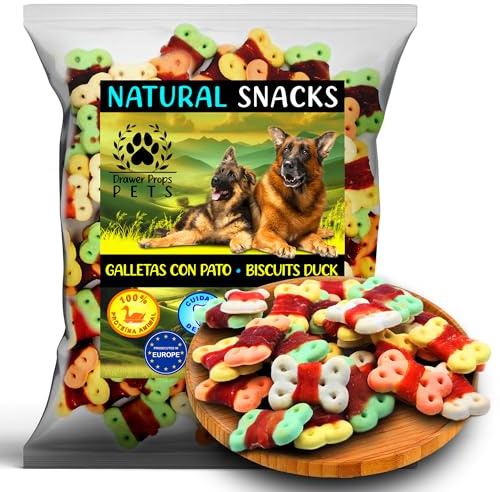 Galletas Crujientes para Perros con Pato 500 g – Snack para Perros Medianos y Grandes – Galleta Envuelta en Pato – Alta Palatabilidad – Premio para Perros