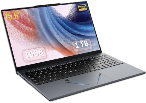 Amita Notebook 15,6 FHD Grigio, Processore N95 (fino a 3.4 GHz), 16GB RAM DDR4, SSD NVMe, Tastiera retroilluminata, Touchpad intelligente, Webcam con interruttore privacy