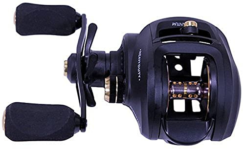Quantum Smoke HD Baitcast Angelrolle, Größe 200 Rolle, Linkshänder-Apportierung, kontinuierliche Rücklauf-Kupplung, große Eva-Griffknöpfe, 6,6:1 Übersetzungsverhältnis, Schwarz