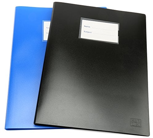 H&S A4 Präsentationsmappe (2 Stück) – Blau & Schwarz – 100 glasklare Klarsichthüllen – Modellmappe für 100 Seiten – CV Ordner A4 - Zeugnismappe - Ordner mit Folien - Praktikumsmappe Schülerpraktikum