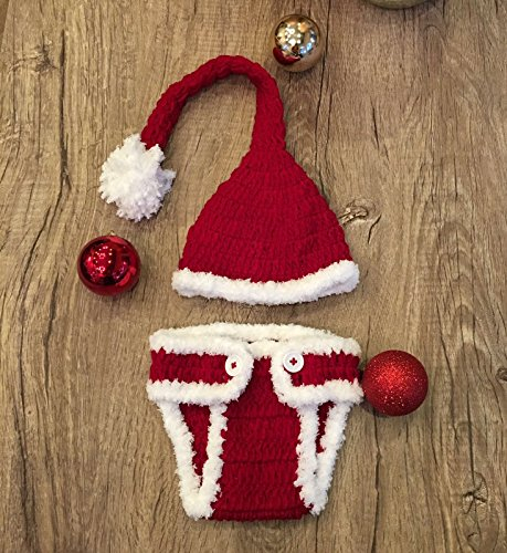 Nikolaus, Neugeborenes Baby, Junge/Mädchen, gestricktes Kostüm, Photo, Fotografie, Requisitenhüte und Bekleidung.