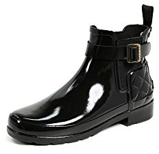 HUNTER Ricfined Gloss Quilt Chelsea, Stivali in Gomma Donna, Nero, 36 EU