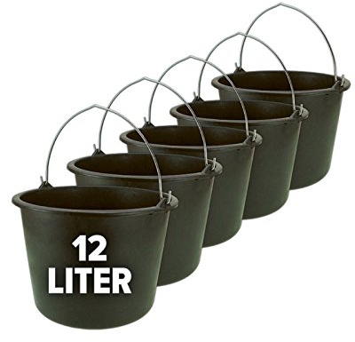 Eimer, Baueimer, Putzeimer, Mörteleimer mit Henkel 5er Set - 12 oder 20 Liter, Größe:12 Liter