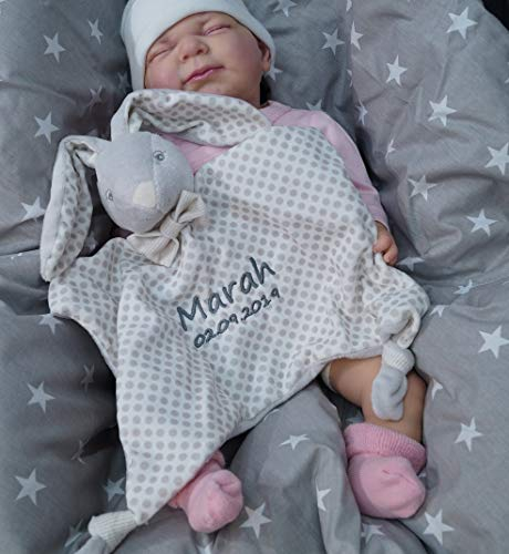 generisch Schmusetuch Bestickt mit Namen Schnuffeltuch Kuscheltuch Tolle Geschenkidee ! (Beige - Hase 3)